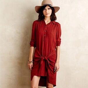 Anthropologie Bloomsbury Tie Front Dress